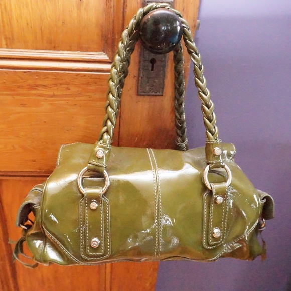 Francesco Biasia Olive Patent Leather Shoulder Bag - Picture 2 of 7